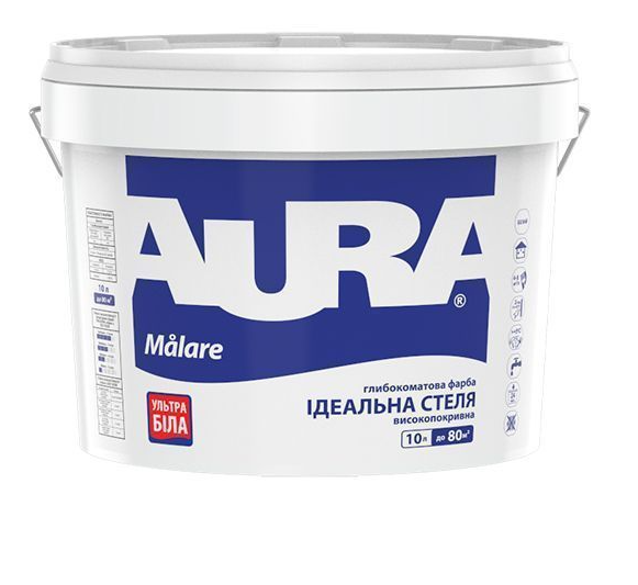 Фарба акрилова водоемульсійна Aura® Malare глибокий мат білий 2,5 л